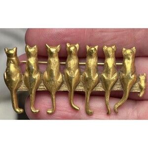 MFA Signed Kitten Brooch Museum of Fine Arts Boston 7 Cats 24k Gold Filled...